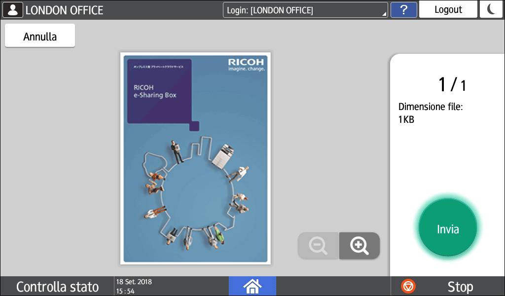 Illustrazione della schermata sul pannello di controllo