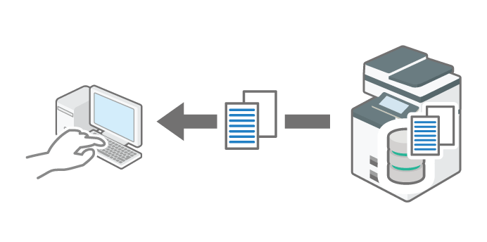 Illustrazione dell'utilizzo o configurazione della macchina da un computer
