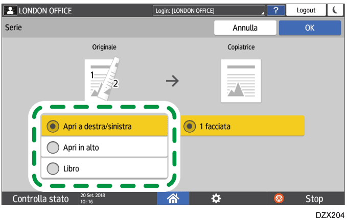 Illustrazione della schermata sul pannello di controllo
