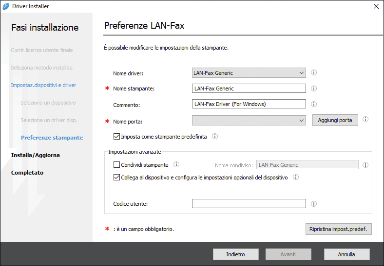 Illustrazione della schermata del driver