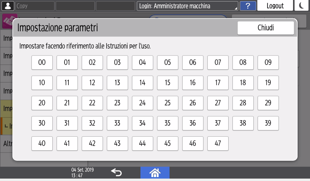 Illustrazione della schermata sul pannello di controllo