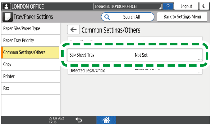 Operation panel screen illustration