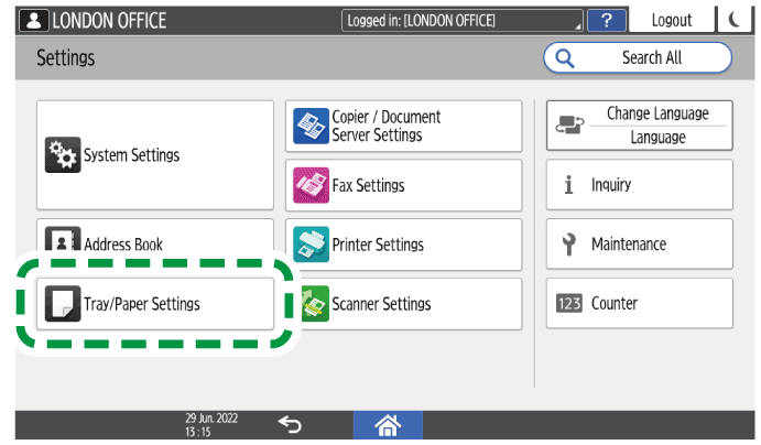 Operation panel screen illustration