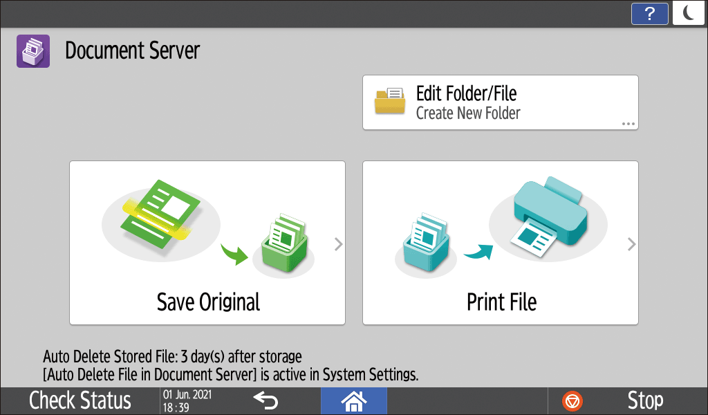 Operation panel screen illustration