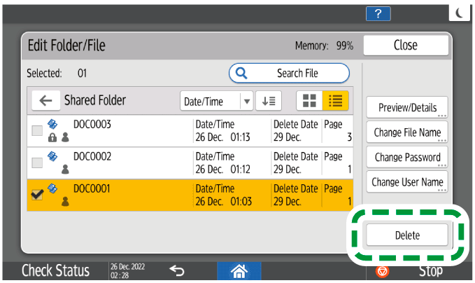 Operation panel screen illustration
