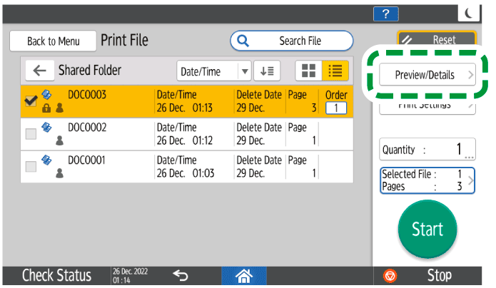 Operation panel screen illustration