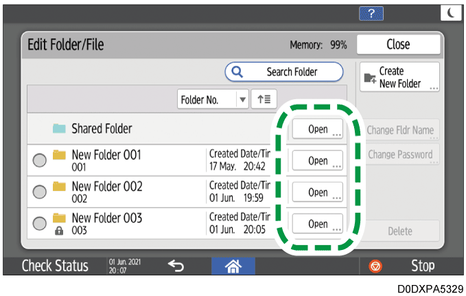 Operation panel screen illustration