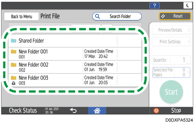 Operation panel screen illustration