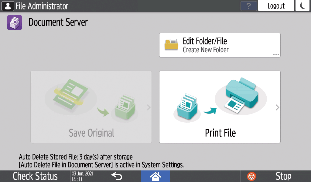 Operation panel screen illustration