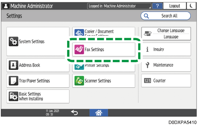 Operation panel screen illustration