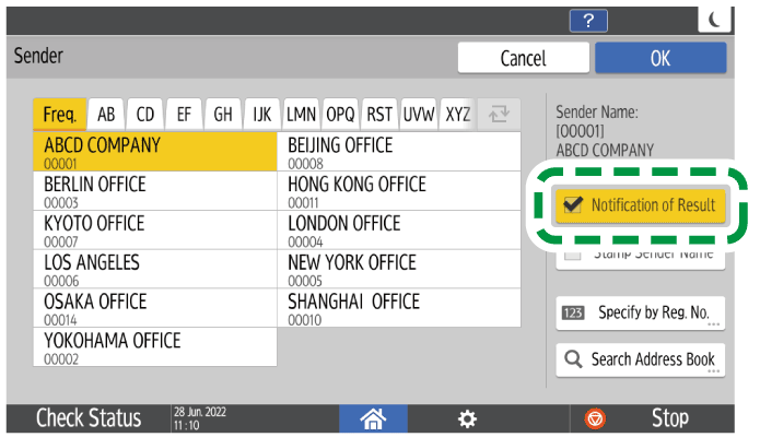 Operation panel screen illustration