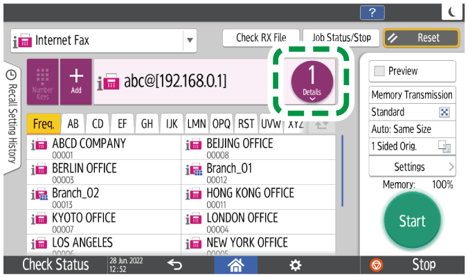 Operation panel screen illustration