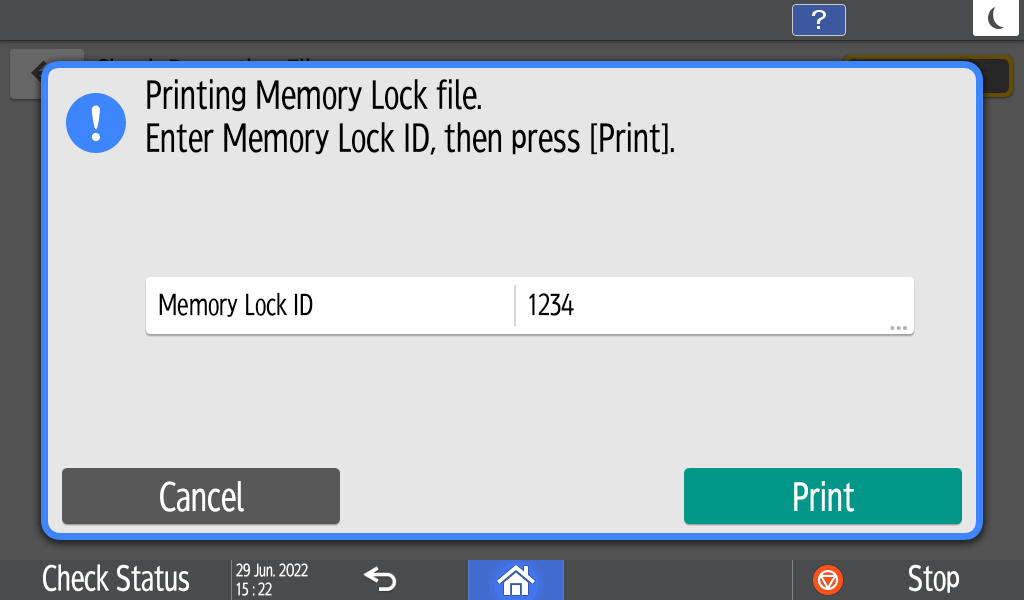 Operation panel screen illustration