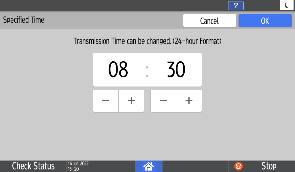 Operation panel screen illustration