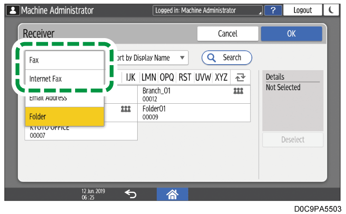 Operation panel screen illustration