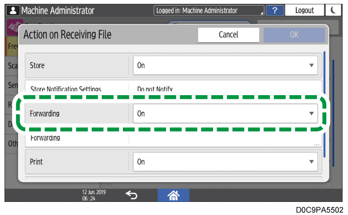 Operation panel screen illustration