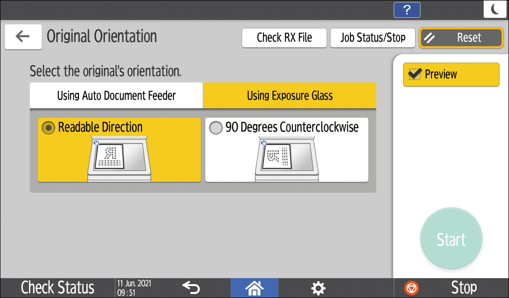 Operation panel screen illustration