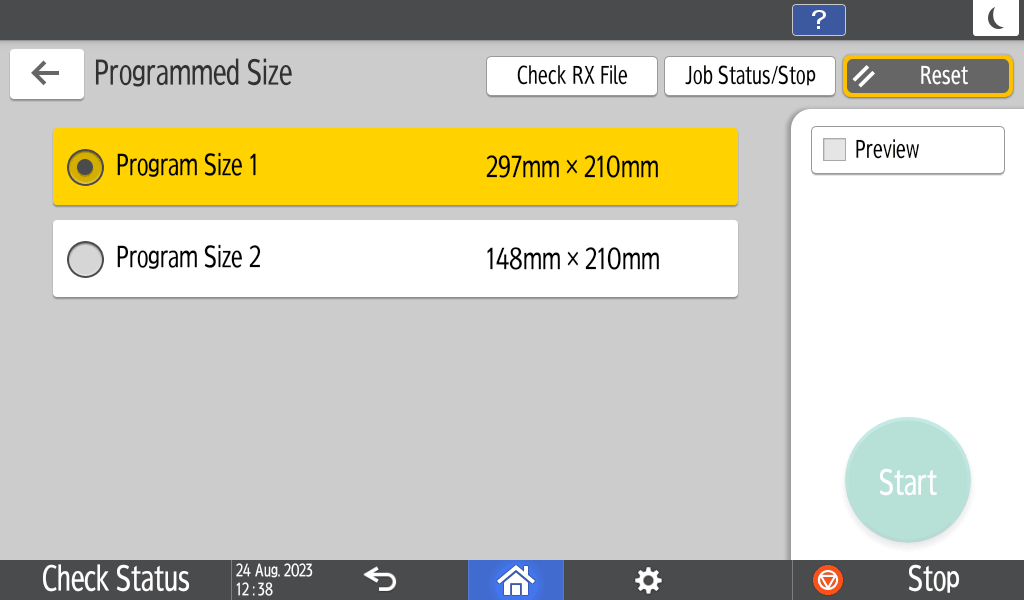 Operation panel screen illustration
