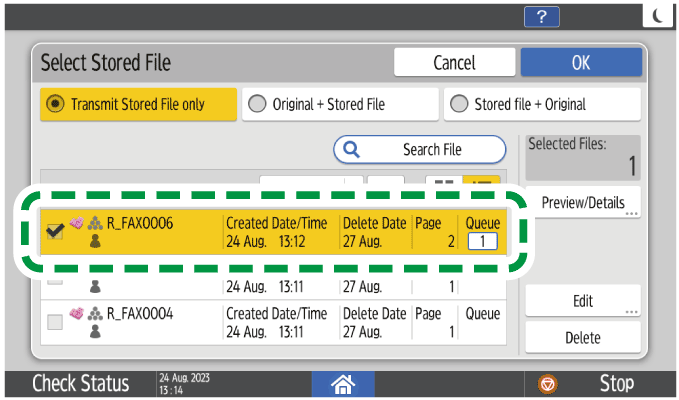 Operation panel screen illustration