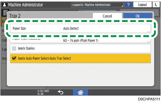 Operation panel screen illustration
