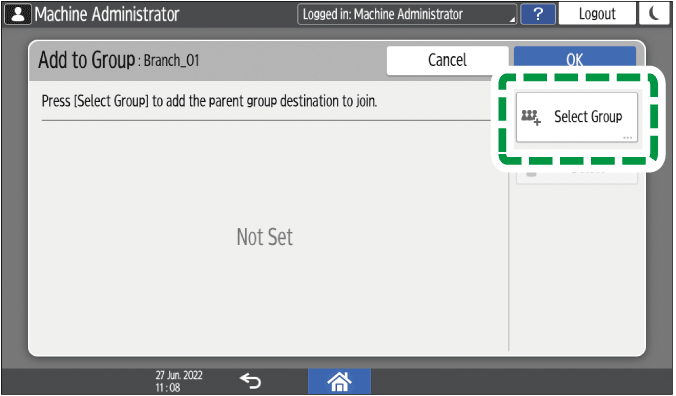 Operation panel screen illustration