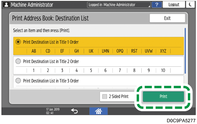 Operation panel screen illustration