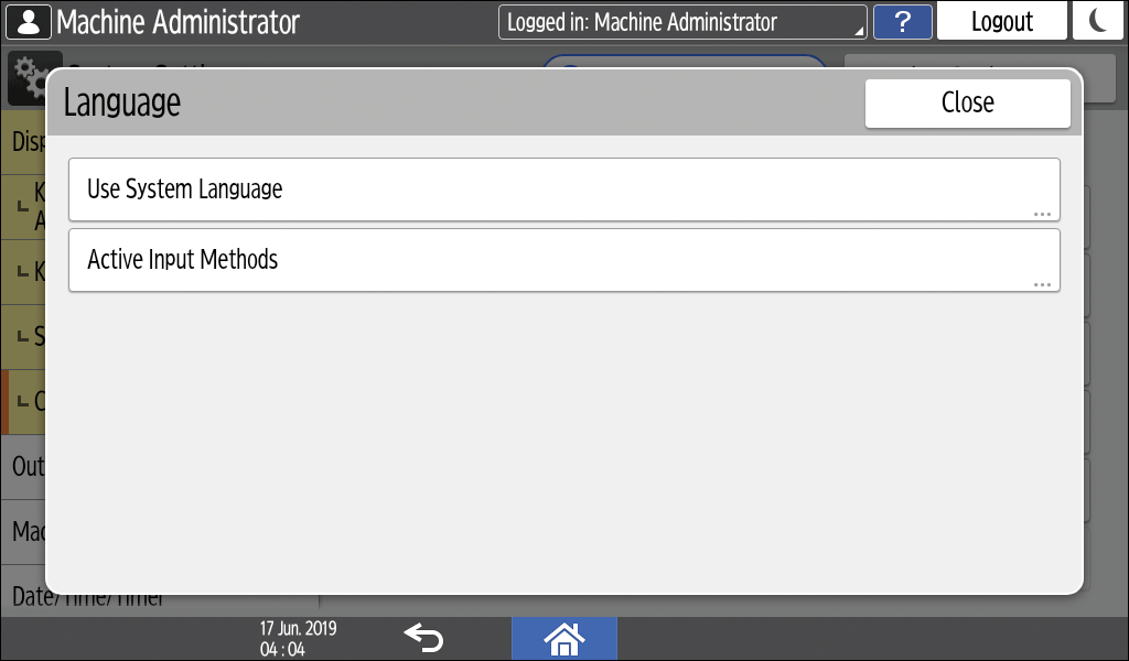 Operation panel screen illustration