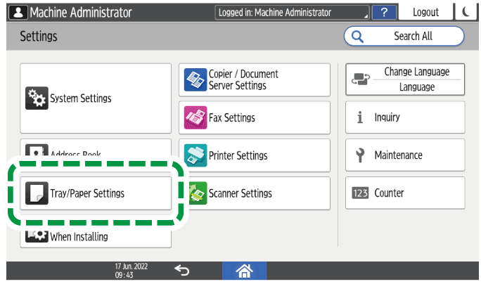 Operation panel screen illustration