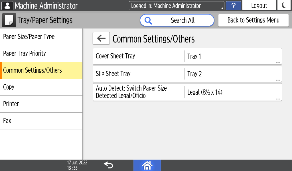 Operation panel screen illustration