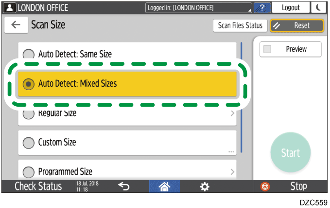 Operation panel screen illustration