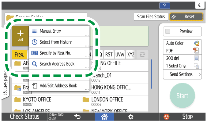 Operation panel screen illustration