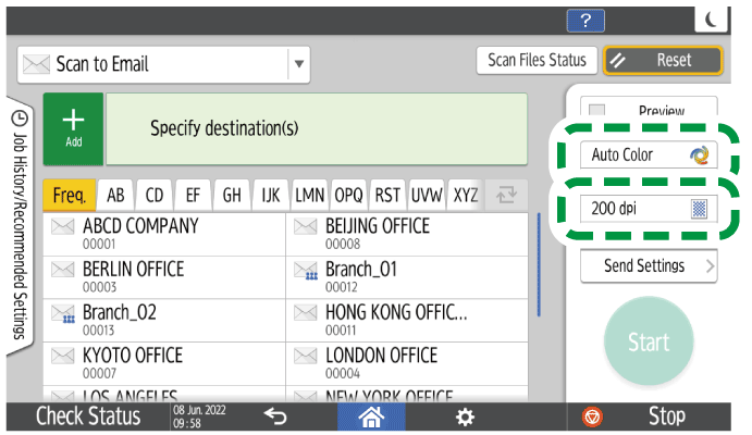 Operation panel screen illustration