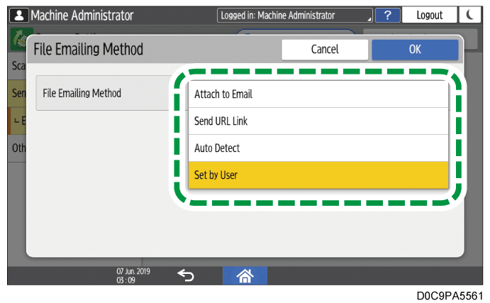 Operation panel screen illustration