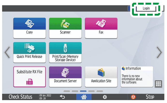 Operation panel screen illustration