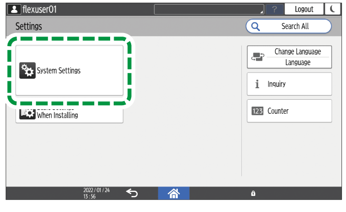 Operation panel screen illustration