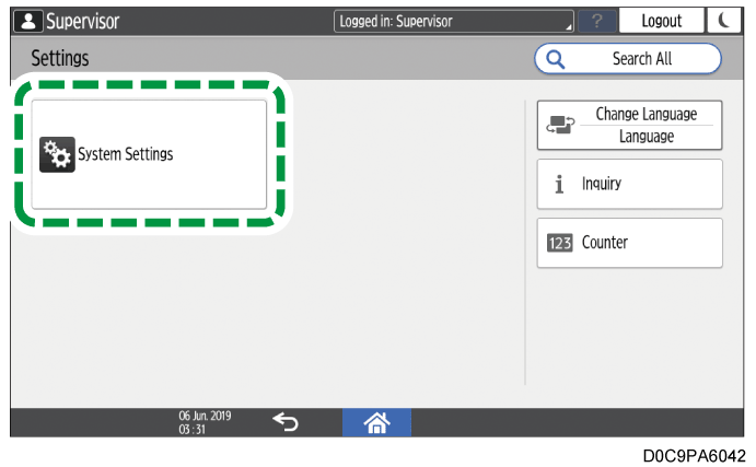 Operation panel screen illustration