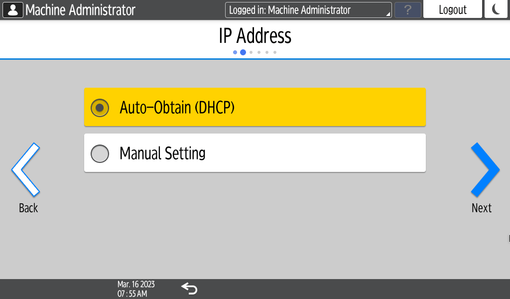 Operation panel screen illustration