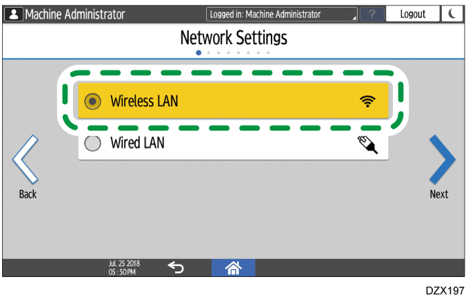 Operation panel screen illustration
