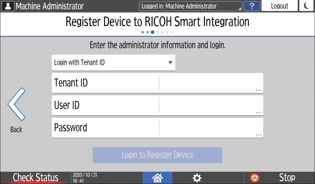 Operation panel screen illustration