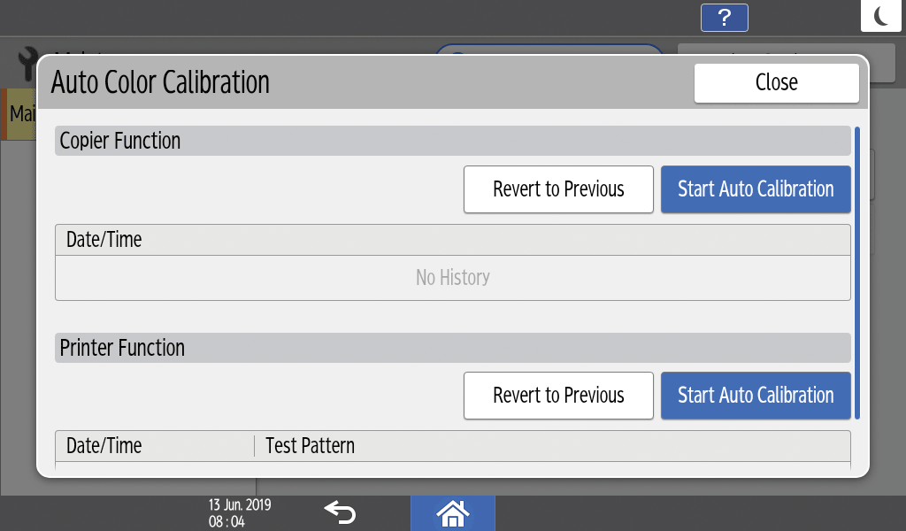 Operation panel screen illustration