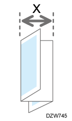 Illustration of the outer width (X) of Letter Fold-out in single-sheet fold