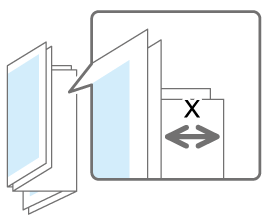 Illustration of the folding position of Letter Fold-out (X) in multi-sheet fold