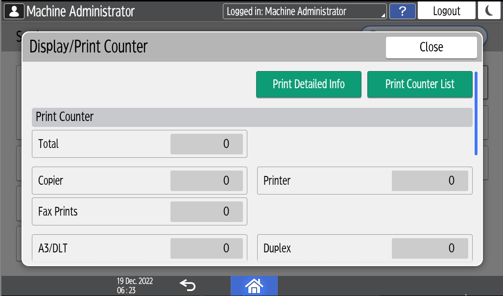 Operation panel screen illustration