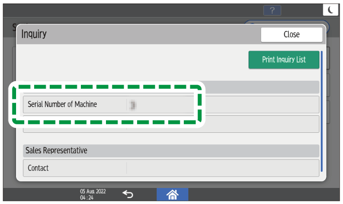Operation panel screen illustration