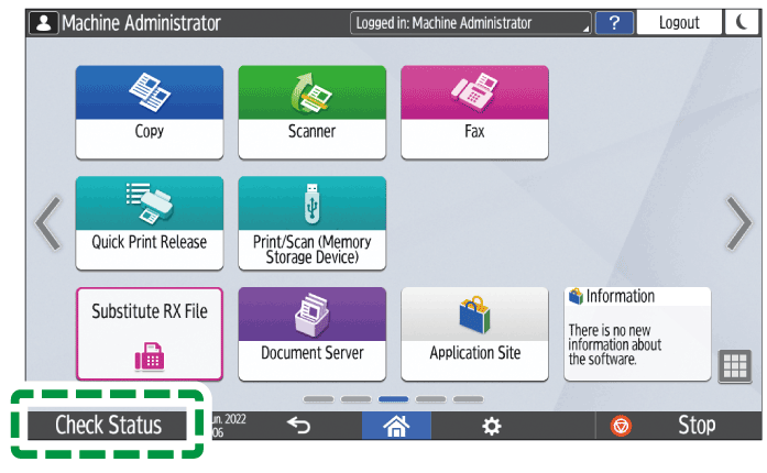 Operation panel screen illustration