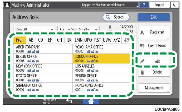Operation panel screen illustration