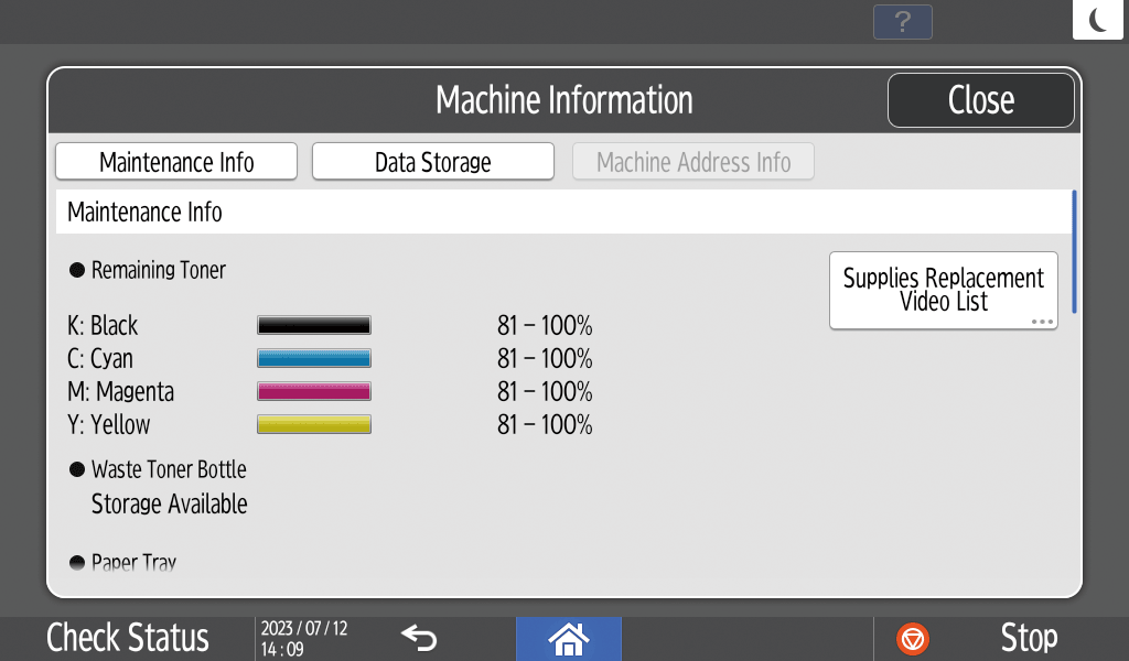 Operation panel screen illustration