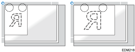 Illustrazione dell'orientamento originale che specifica 2 in alto come posizione di pinzatura o foratura