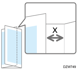 Illustrazione della posizione di piegatura a lettera interna (X) nella piegatura a foglio singolo