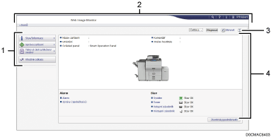 Číslovaná ilustrace obrazovky webového prohlížeče